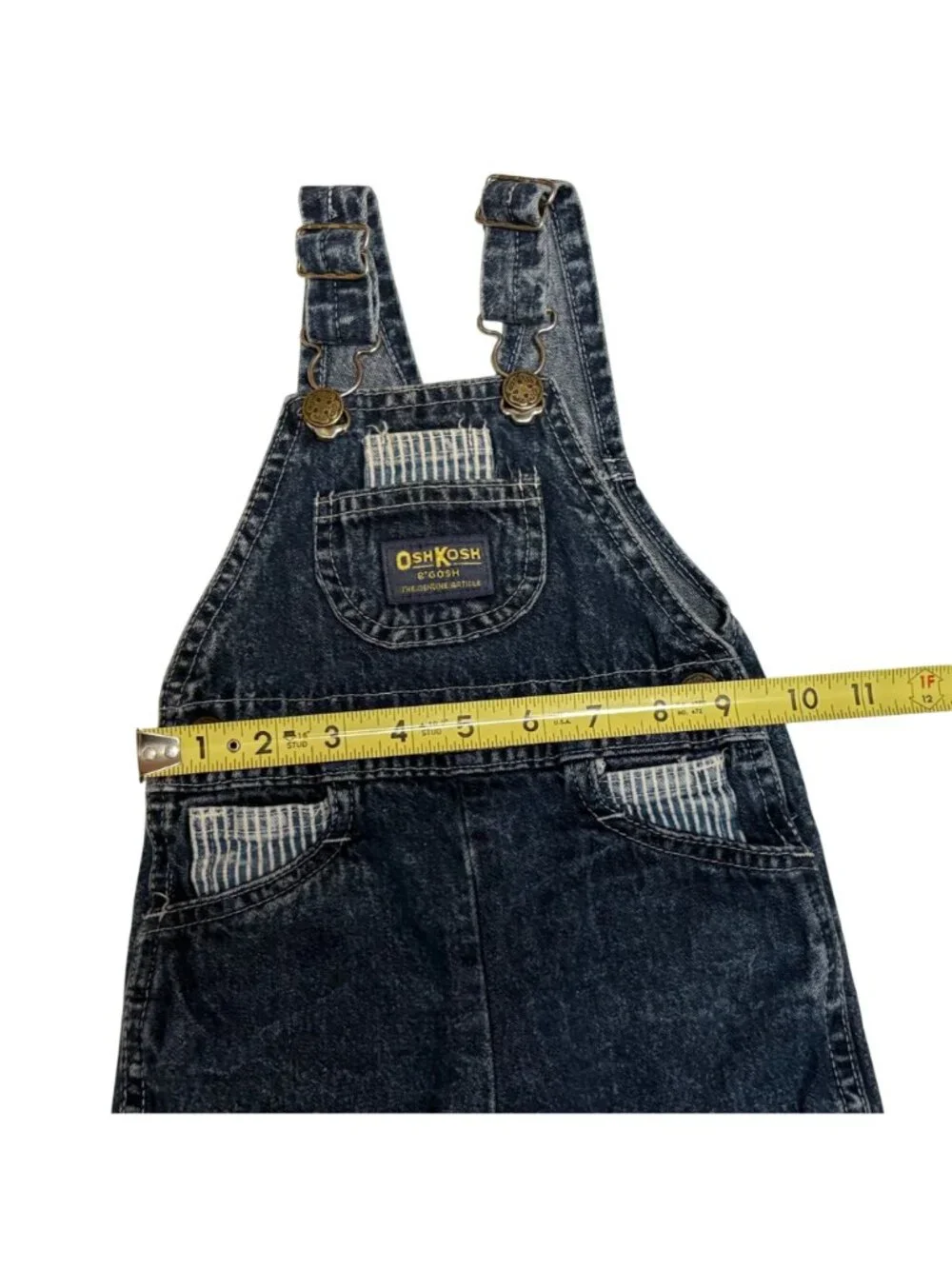 Vintage OshKosh B'gosh Baby Denim Overalls 12M Vestbak 90's Striped Pockets